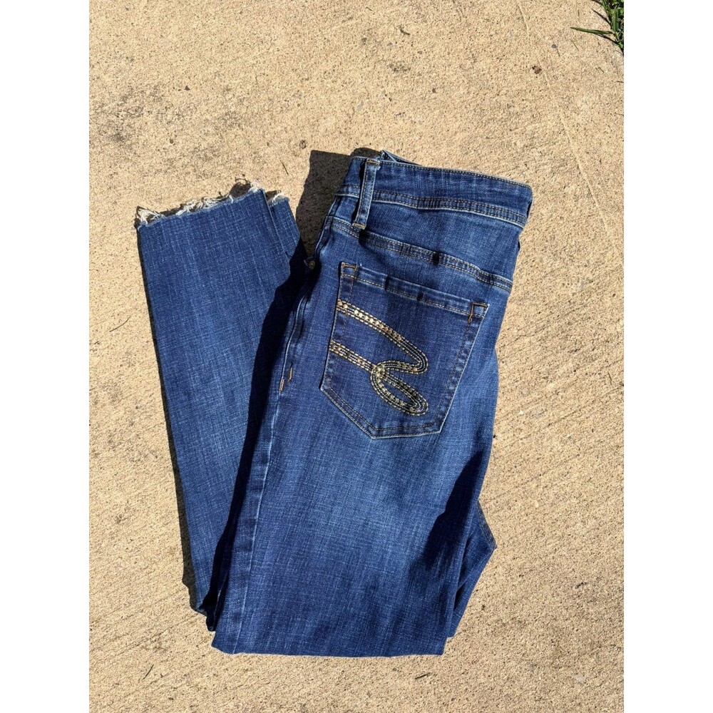 Seven7 Sunrise Mid Rise Skinny Jeans Womens Size 10 Dark Wash Blue Stretch